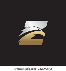 letter Z eagle head silver gold logo black background