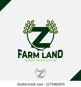 letter Z eco green leaf logo, farm logo vector vintage icon, flat farm logo, green nature icon