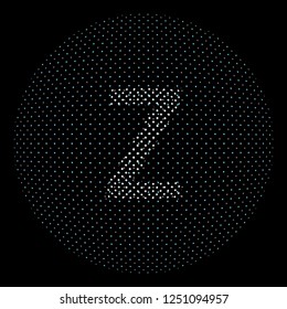Letter Z effect halftone symbol particles technology and communications vector