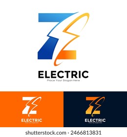 Letter Z Electric Logo vector design. Suitable for initial Lightning Bolt,  corporate, technology, and poster illustration symbol