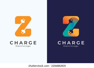 Letter Z Electric Plug Logo, Letter Z and Plug combination with two colour style, flat design logo template, vector illustration