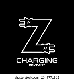 Letter Z Electric Plug vector logo template. Technology background. This alphabet is suitable for energy, power, cable, wire, electrical, device, connect