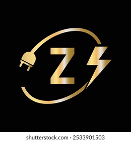 Letter Z Electrical Logo Concept With Electric Plug and Power Symbol