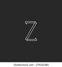 Letter Z elegant monogram mockup logo, thin line design business card 