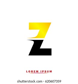 Letter Z Elegant typographic black and yellow