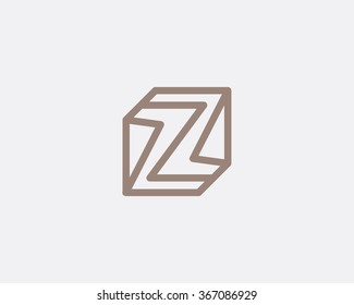 The letter Z enclosed in a cube. Abstract vector logo in linear style.