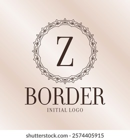 letter Z ethnic border initial logo with soft gradient background