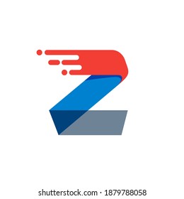 Letter Z Fast Speed Motion Logo. Oblique Font With Red Line For Sportswear Labels, Delivery Poster, Racing Identity, Taxi Cards Etc.