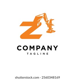 Letter Z Feller Buncher Excavator Logo Icon Vector