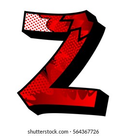 Letter Z filled with comic book background.