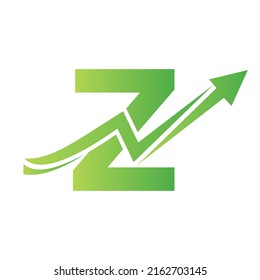 Letter Z Financial Logo With Growth Arrow. Economy Logo Sign On Alphabet Z Vector Template
