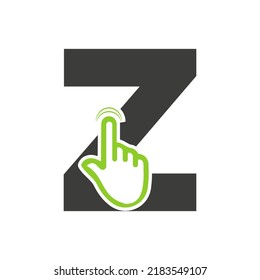 Letter Z Finger Click Logo Vector Template Concept For Technology Symbol