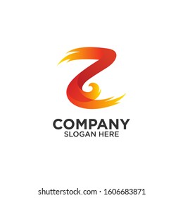 letter Z with fire logo design