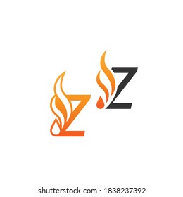 Letter Z and fire waves, logo icon concept design template
