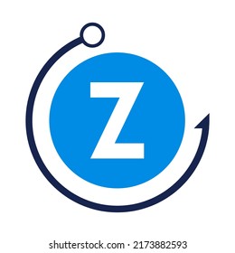 Letter Z Fishing Logo Design Template. Fishing Club Logo On Letter Z Concept