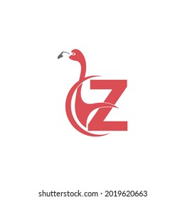 Letter Z with flamingo bird icon logo vector template
