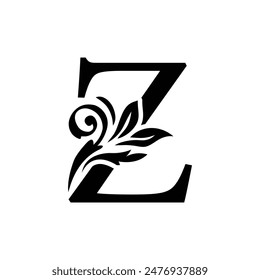 letter Z flower alphabet. Beautiful capital letters 