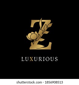 letter Z flower leaves decoration for wedding, beauty care logo, personal branding identity, make up artist or any other royal brand and company. luxurious gold and silver color sample in dummy text