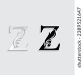 letter Z. flower letters. Vintage ornament initial Alphabet. Logo vector	
