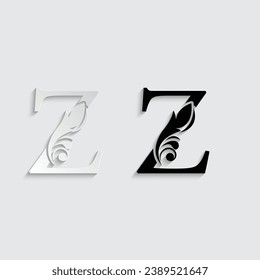 letter Z. flower letters. Vintage ornament initial Alphabet. Logo vector	