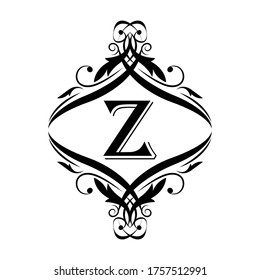letter Z flower  ornament. Vector logo. Monogram alphabet. Beautiful floral capital letters

