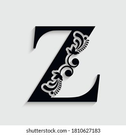 letter Z flower  ornament. Vector logo. Monogram alphabet. Beautiful floral capital letters
