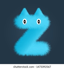 Letter Z fluffy doll logo isolated. Alphabet vector image