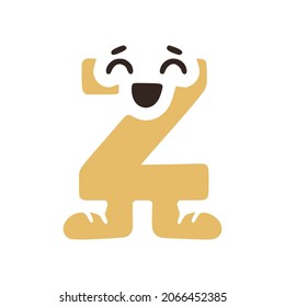 Letter z funny character in sneakers isolated on white background