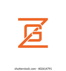 letter Z and G monogram square shape logo orange