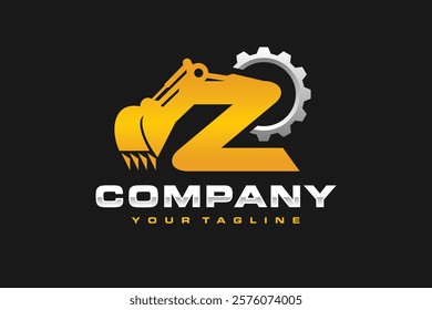 letter Z gear excavator logo