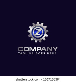Letter Z gear vector template logo. This Design is suitable for technology, industrial or automotive. Gradient. Gray.
