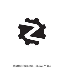 Letter Z gear vector template logo. This Design is suitable for technology, industrial or automotive. Gradient. Gray.