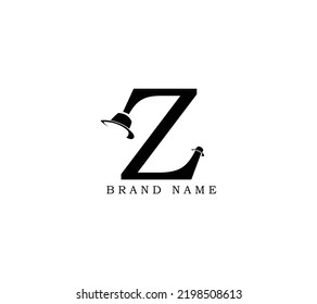 Letter Z Gentlemen Hat Logo Design Vector Icon Graphic Emblem Illustration