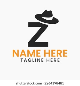 Letter Z Gentlemen Hat Logo Design  Concept With Cowboy Hat Icon Template