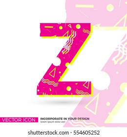 LETTER Z, GEOMETRIC, TRENDY, HIPSTER VECTOR LETTER, ALPHABET
