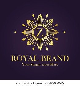 Letter Z gold flower logo vector design illustration.