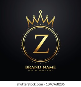 Letter Z gold  luxury crown logo concept