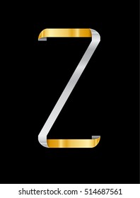 letter z with  gold and silver color  ribbon