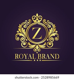 Letter Z golden crown logo vector illustration.