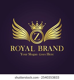 Letter Z golden crown logo vector design illustration.