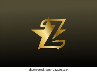 Letter Z Golden Star Minimalist Logo