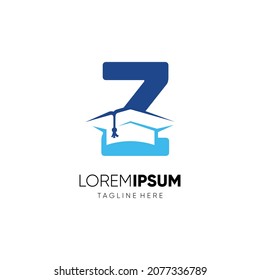 Letter Z Graduation Hat Education Logo Design Graphic Icon Emblem Illustration