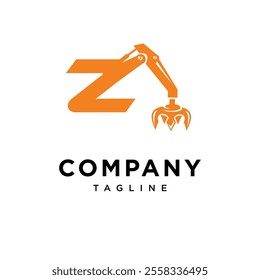 Letter Z Grapple Excavator Logo Icon Vector