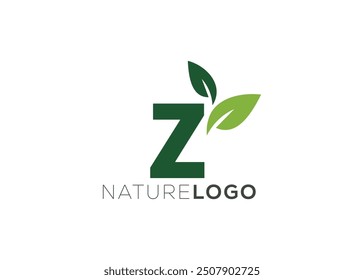 Letter Z Green abstract leaf logo design template