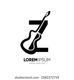 Letter Z Guitar Silhouette Logo Design Vector Icon Graphic Emblem Symbol Illustration