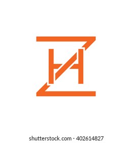 letter Z and H monogram square shape logo orange