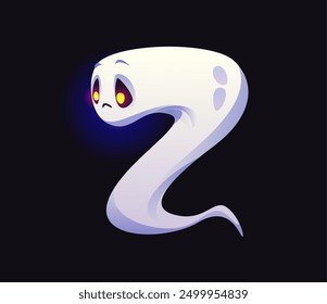 Letter Z Halloween ghost font, scary typeface, horror evil type, spooky monster alphabet. Vector holiday kid abc character, eerie spook with unhappy face expression and glowing eyes, typography symbol