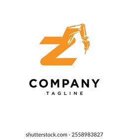 Letter Z Hammer Excavator Logo Icon Vector