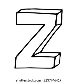 letter Z hand drawn in doodle style. handwriting