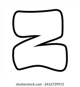 Letter Z handstyle bold and strong unique street graffiti font for coloring book vector design illustration 